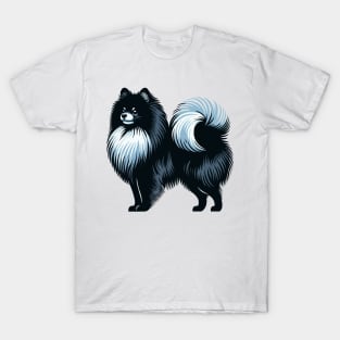 Black Pomeranian Art T-Shirt